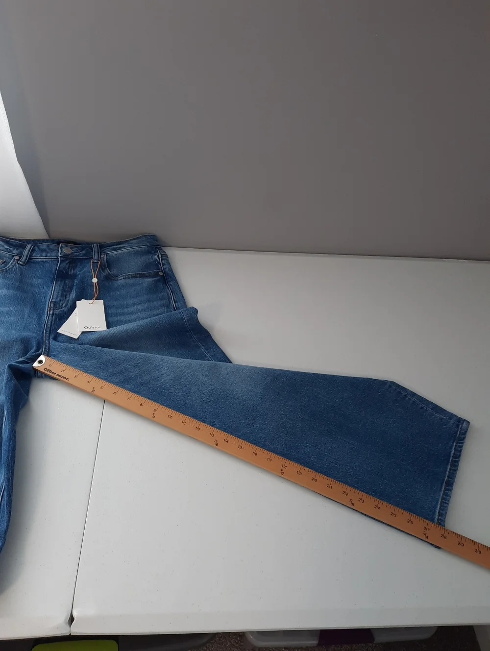 Quince Bella High Rise Stretch Barrel Jeans in Atlantic Blue size 30 - Picture 13 of 15